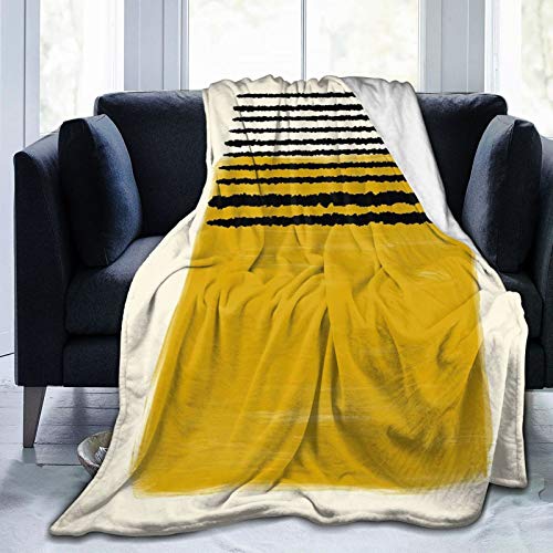 CGNGFNG Flannel Fleece Throw Blanket,Mustard Yellow Lines Printed Soft Warm Cozy Plush Microfiber Plush Blanket for Bedroom Living Room Couch Bed Sofa All Seasons 80