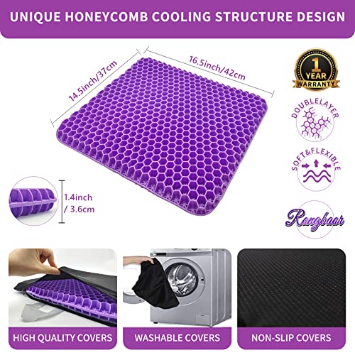 2 Pieces Gel Seat Cushion For Office Chair Car, Double Thick Cooling Egg Seat Cushion, Breathable Honeycomb, For Pressure Relief Back Tailbone Pain Wheelchair Desk Chair #TOP4