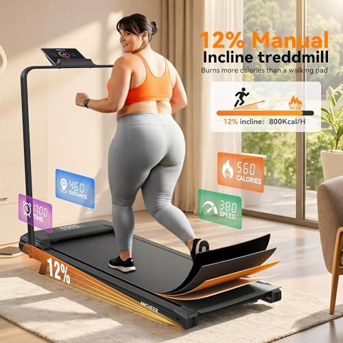 Image of ANCHEER Walking Pad Treadmill with Incline - Under Desk Treadmill, 3.5HP Portable Foldable Treadmills for Home Small Spaces, Office, Compact Running Machine with LED Display