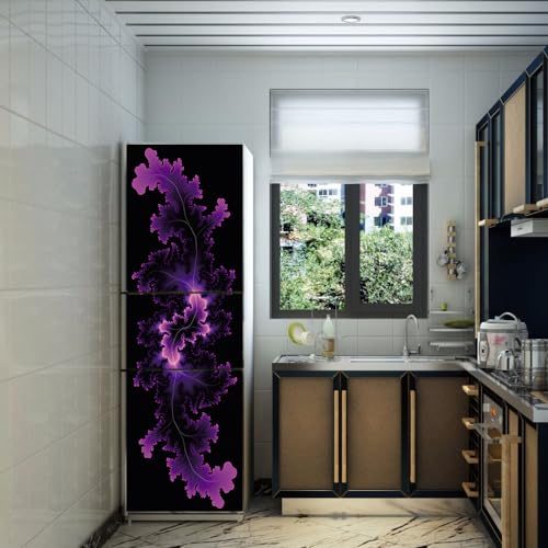 Cubiertas para nevera con diseño de hojas moradas y acabado lavable de alta gama 3