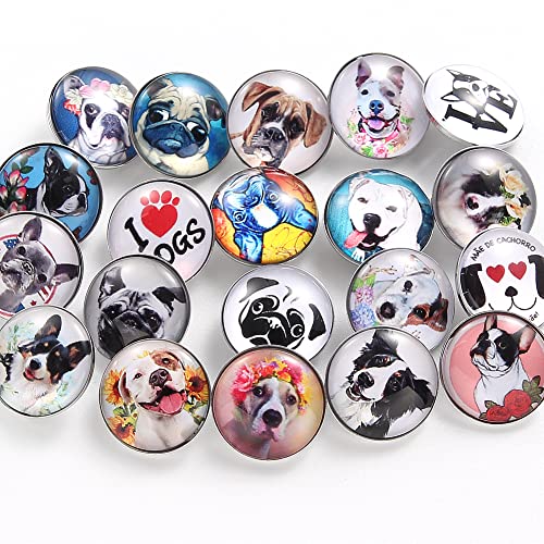 Breloques chien interchangeables en verre bombé de 18 mm
