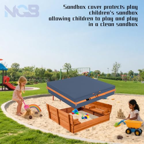 Image of Outdoor Sandboxes Cover,600D Waterproof Oxford Fabric with Two Reflective Carrying Handles and a Loop of 8.1 Metre Webbing Carabiners,Elasticated Drawstring at The Bottom.77 L x 77 inch W x 8 inch H,Grey.