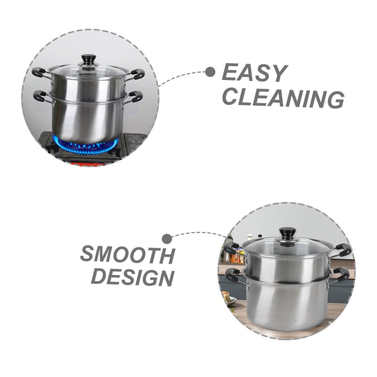 Olla de Vapor de Acero Inoxidable Práctica y Exquisitamente Fabricada, Juego de 1 Set Vaporera para Cocinar Sopas y Verduras en Cocina Doméstica