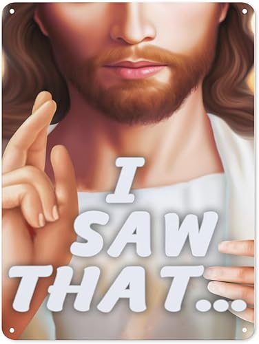 Letrero de metal de Pascua Cristo Letrero de estaño retro para cristianos Regalos Jesús - Vi eso Letrero de estaño de metal para decoración de pared