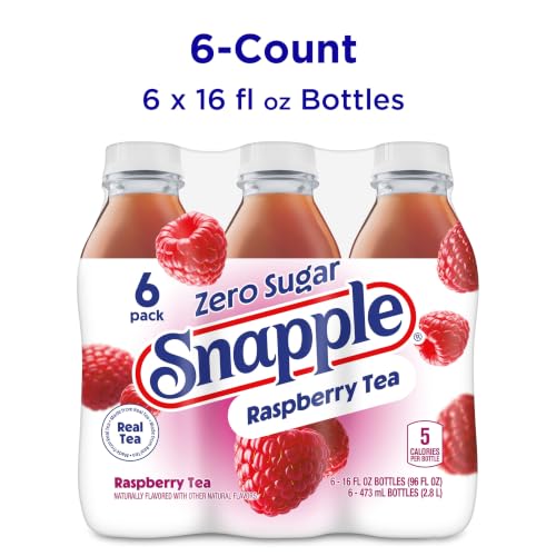 Image of Snapple Zero Sugar Raspberry Tea, 16 fl oz recycled plastic bottle, 6 pack