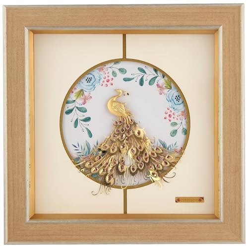 Image of Pk & Pk Jewellers Acrylic Medium Standing Peacock | Wall Mount Solid Square Collection | Medium Size [26x26 cm] (For Premium Luxury Gift, Home Decor, Table Decoration)