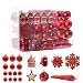 Produktbild HAIGOU 113 Weihnachtskugeln Christbaumschmuck Aufhänger Christbaumkugeln für den Weihnachtsbaum Weihnachtsbaumschmuck Weihnachtsbaumkugeln (Rot)