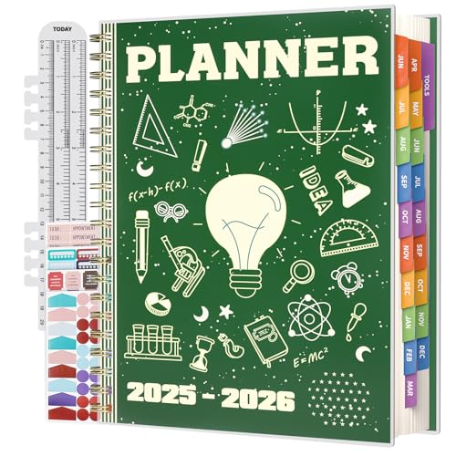 2026 Planner with 7 months 2025, 8.5 x 11 Monthly, Weekly, Daily Planner with Colorful Tabs, 19 Months Calendar Agenda College School Supplies for Student Teacher Organizer(Green)