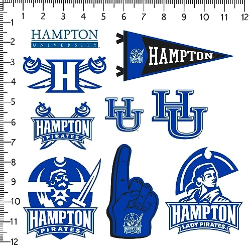 Image of Hampton University 9ct Vinyl Large Deluxe Stickers Variety Pack - Laptop, Water Bottle, Scrapbooking, Tablet, Skateboard, Indoor /Outdoor - Set of 9