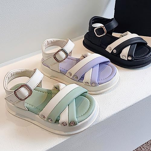 Girls Open Toe Color Blocking Princess Sandals Soft Bottom Shoes Casual Beach Vacation Girls Kids Sandals Size 132