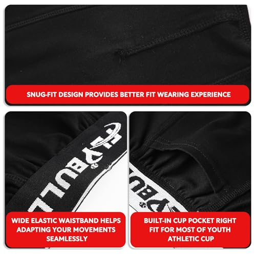 2-Pack Boys Cup Underwear Youth Boxer Briefs with 1 Protective Athletic Cup for Baseball, Football, Lacrosse3