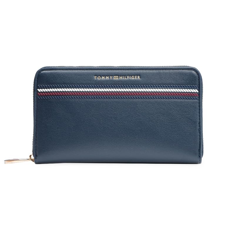 tommy hilfiger Women's Zip Around Wallet Amalfi - Navy | PU Solid Finish | | No. of Compartment - 3 | Stylish Clutch for Women-picture-21