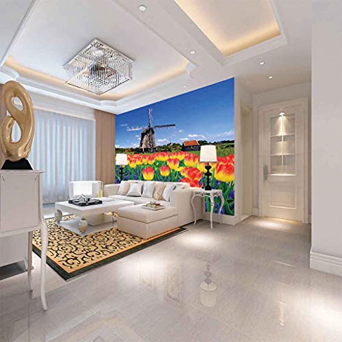 Papier peint canvas 3D moulin à vent pour salon lumineux