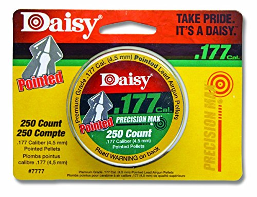 Daisy Outdoor Products 250 ct. Pointed Field Pellets . 177 PDQ (Silver, 4.5 mm), Lead, .177 Caliber (987777-446)