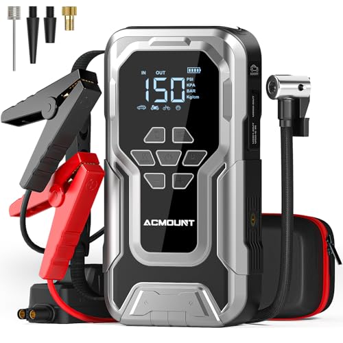 Jump Starter with Air Compressor, 6000A Car Battery Jump Starter (All Gas/10.0L Diesel), 150PSI Tire...