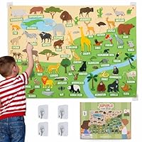 BONNYCO Fuzzy Felt Board with 116 Jungle Animals Figures. Montessori Toys, Birthday Gifts for Kids Ages 3 to 8. Autism Sensory Panel, Educational Resources for Children, Christmas