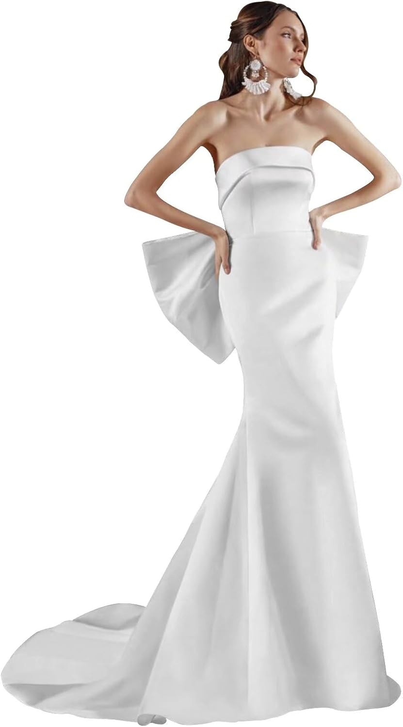 Eightale Long Wedding Dress for Bride Backless Boho Beach Wedding Gowns Elegant Bridal Gowns