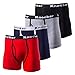 Mens Color Cotton & Spandex Stretch Boxer Briefs Underwear (4 Pack) (Large, Red / Blue / Black / Grey A)