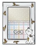 Marco GBG Cadre porte photo – les petits avec chaton – Neutre – Retro bois cm 9 x 13 Bi laminé argent Made in Italy fabrication artisanale