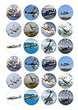 cdb Battle of Britain 24 Iced Cake Toppers Icing Cupcake Topper Edible Fairy Cake Bun Frosting Round