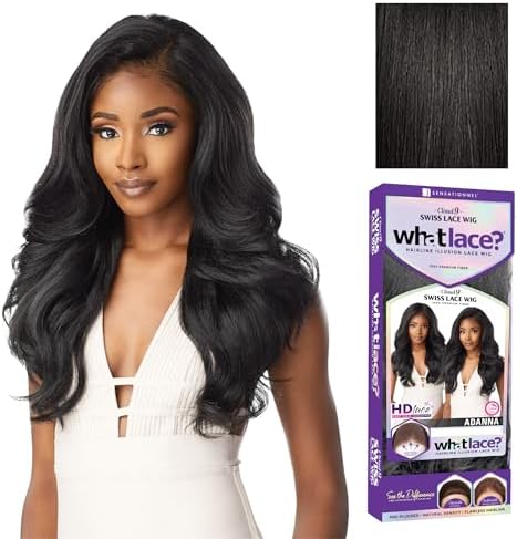 Sensationnel What Lace 13X6 Wigs - Adanna Lacefrontal Hand Tied Glueless Synthetic With Natural Density Preplucked Hairline (1B OFFBLACK)