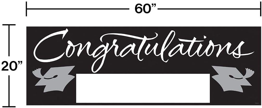 Pack of 6 Black and Silver Giant Graduation Party Banners 5'