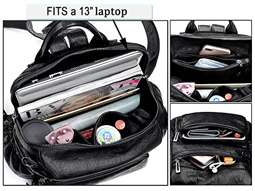 Image of UTO Women Backpack Purse Leather Vegan Ladies Fashion Designer Rucksack Convertible Travel Shoulder Bag with Tassel