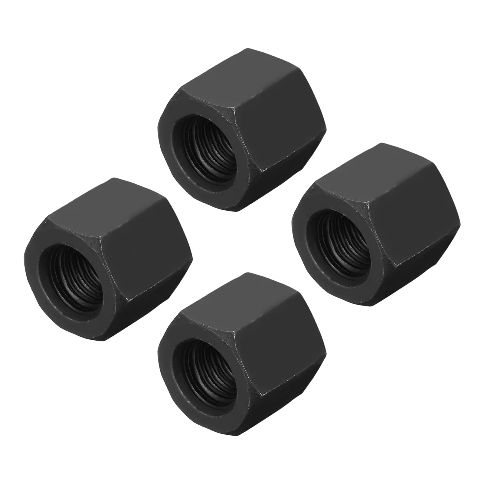 sourcing map M12x1.25mm Pitch Hex Coupling Nuts, 4Pcs 18mm / 0.7" Length Grade 10.9 Carbon Steel Fully Threaded Rod Coupling Nut Stud Fine Thread Pipe Connector Fasteners, Black — image 1