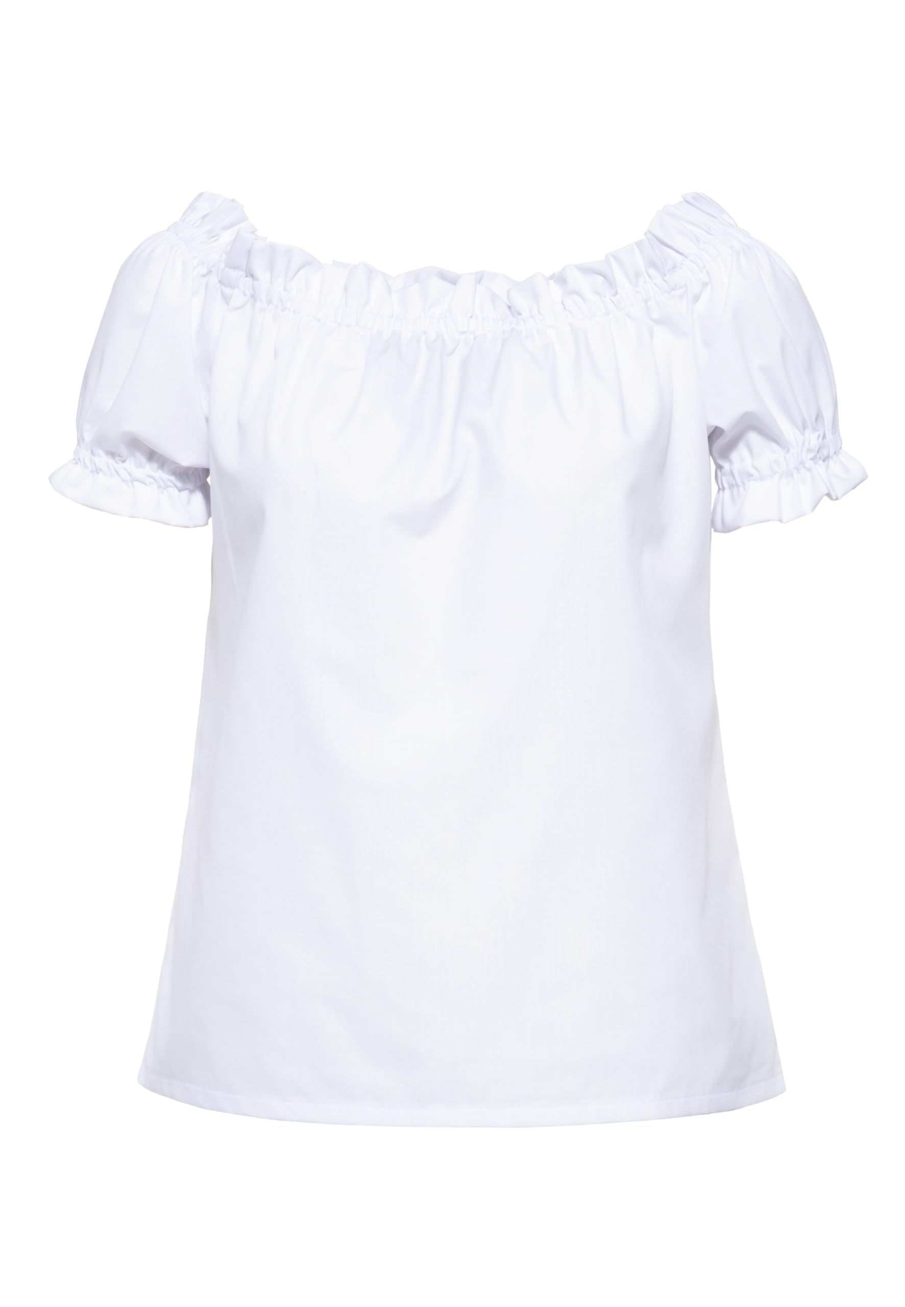 Queen Kerosin Top da donna Carmen | Basic | Volant | Off-Shoulder | Uni | Spalla | Maniche a sbuffo | Vintage | Retro | 50S | Rockabella