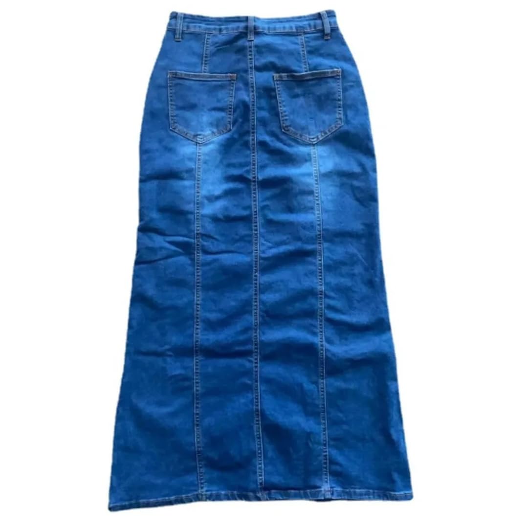 Donne A Vita Alta Retro Blu Moda Skinny Denim Gonne Button Pocket Gonne Femminile Elasticità Denim Gonne