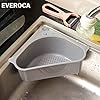 SKINII Drainage Basket, Kitchen Sink Triangle Drain Basket with Suction Cups Can Be Hungable Fruit and Vegetable Skin Storage Basket Can Put Sponge (Color : Beige) - Image 3