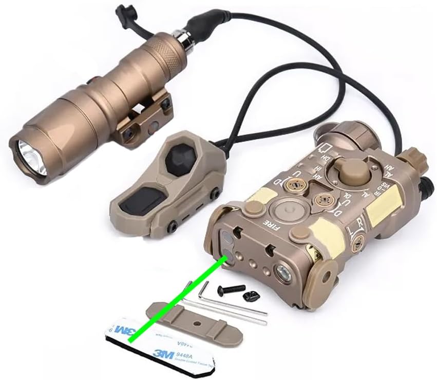 Metal L3-NG Box Aiming Laser Sights(with IR Laser+ Red/Green/Blue Laser+Strobe/Momentary/Constant Modes White LED Light),& AX Modular Remote Pressure Switch(SF+2.5)&M300A Flashlight Combo,Tan