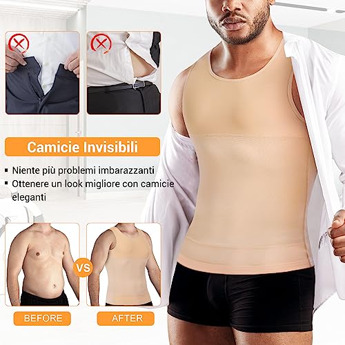 Junlan Compressione Uomo Shapewear Canotta Contenitiva Snellente Intimo Modellante Dimagrante Fascia Pancia Sportivo Fitness CanottieraFascia Addominale Maglietta
