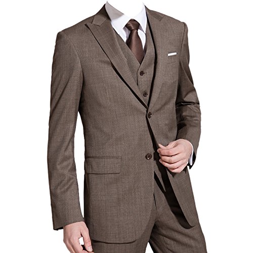 HBDesign Mens 3 Piece 2 Button Closure Collar Slim Fit Suits (Jacket Vest Pants)3