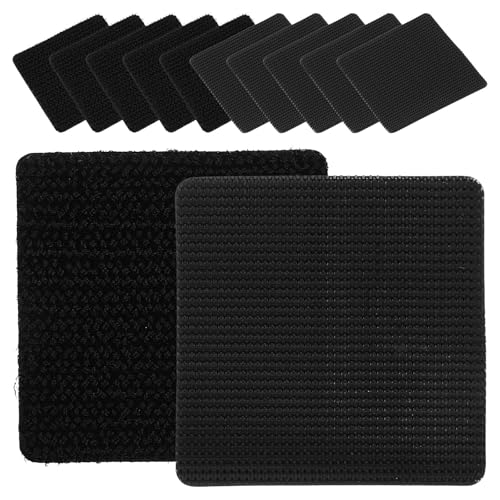 Angoily 10 Ensembles Ruban Adhésif Noir Auto-agrippant pour Tapis de Voiture Double Face en Nylon Haute Adhérence, Installation Pratique pour Intérieur Automobile
