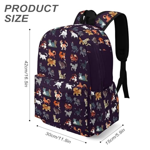 Botanybay Warriors Backpack Cats Backpack School Bookbags Lightweight Casual Travel Daypack Laptop Bag For Women Men Kids, Black3