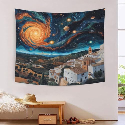 Couverture murale ciel nocturne 3D en polyester souple pour salon - 150 x 200 cm