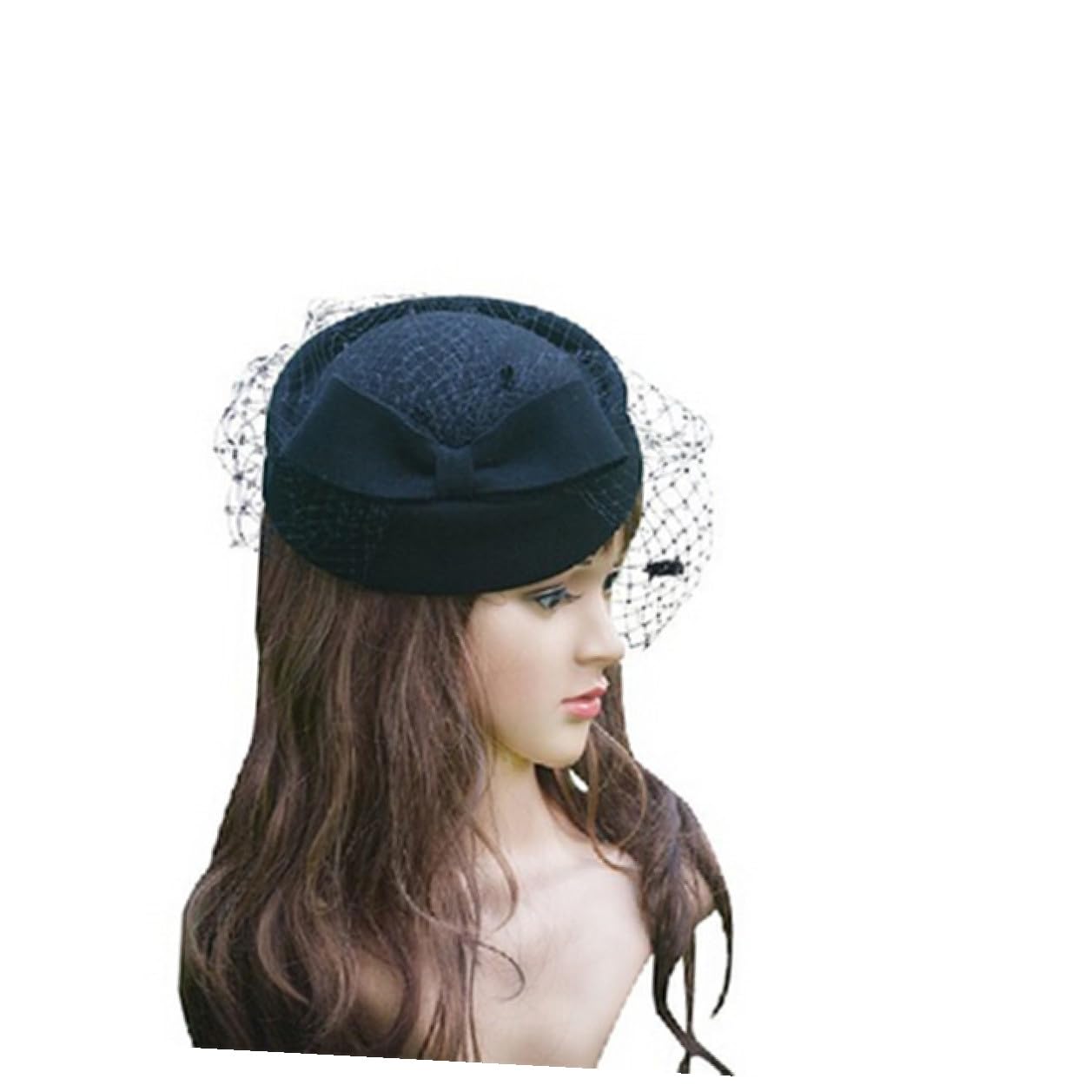 Sombrero de Fieltro de Lana para Mujer Estilo Pillbox Negro
