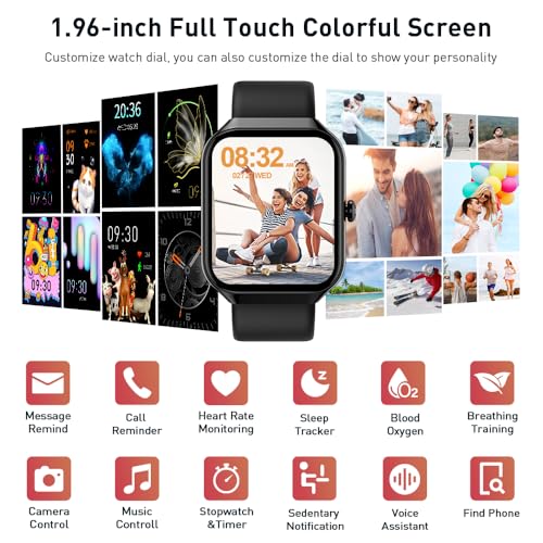 Smart Watch for Men Women Answer/Make Calls, 1.96" HD Smartwatch, Fitness Watch with Heart Rate/Sleep Monitor/Pedometer, 110+ Sports Activity Trackers, IP68 Waterproof Fitness Tracker for iOS Android - Image 4
