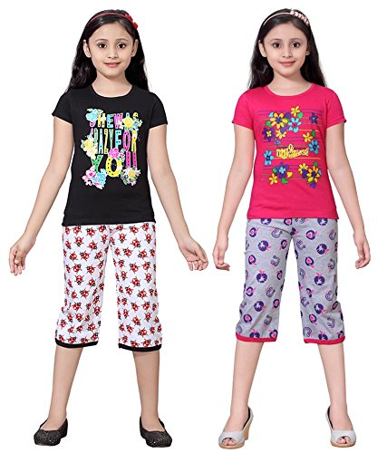 Image of SINI MINI Girls Printed Capri Set (Pack of 2)