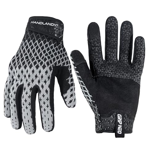 Image of HANDLANDY Baseball Batting Gloves for Adult Youth, Grip Breathable Softball Batting Gloves Fit Men Kids Boys Girls (Black-Adult, Adult Small)
