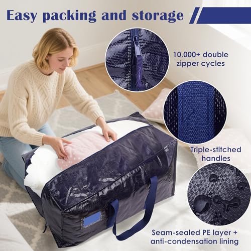 image for RMOHRO 6 Pack Extra Large Heavy Duty Moving Bags with Reinforced Zippe