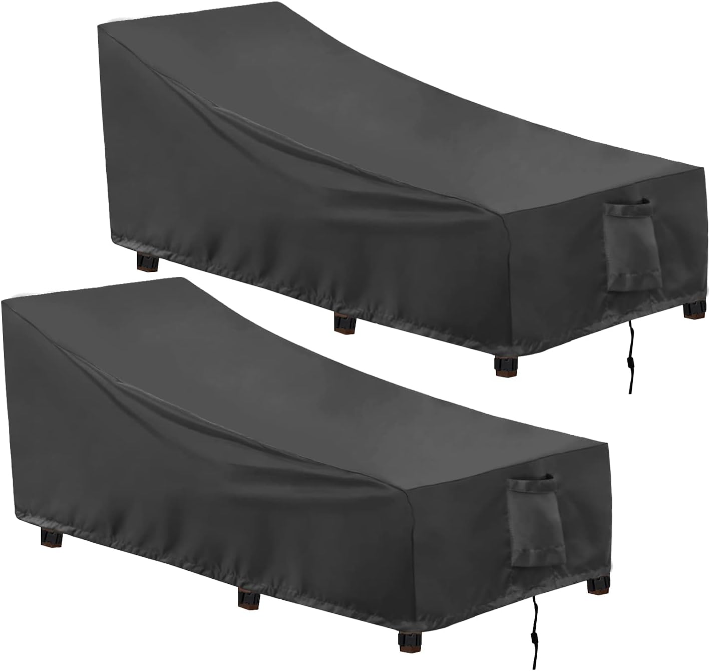 OutdoorLines Outdoor Waterproof Patio Chaise Lounge Chair Cover - UV Resistant Lounger Covers Heavy Duty Weatherproof Patio Sofa Furniture Covers, 2 Packs, 78Wx35.5Dx33H Inches, Black