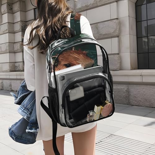 Capybara Swim Flower Clear Backpack, PVC Transparent Bag with Large Capacity for Boys, Girls, Men, Women, See Through Bookbag for School Work College Travel4