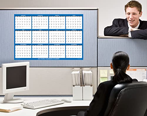 18" X 24" Swiftglimpse 2024 Wall Calendar Erasable Large Wet & Dry Erase Laminated 12 Month Annual Yearly Wall Planner, Reversible, Horizontal/Vertical, Navy #TOP5