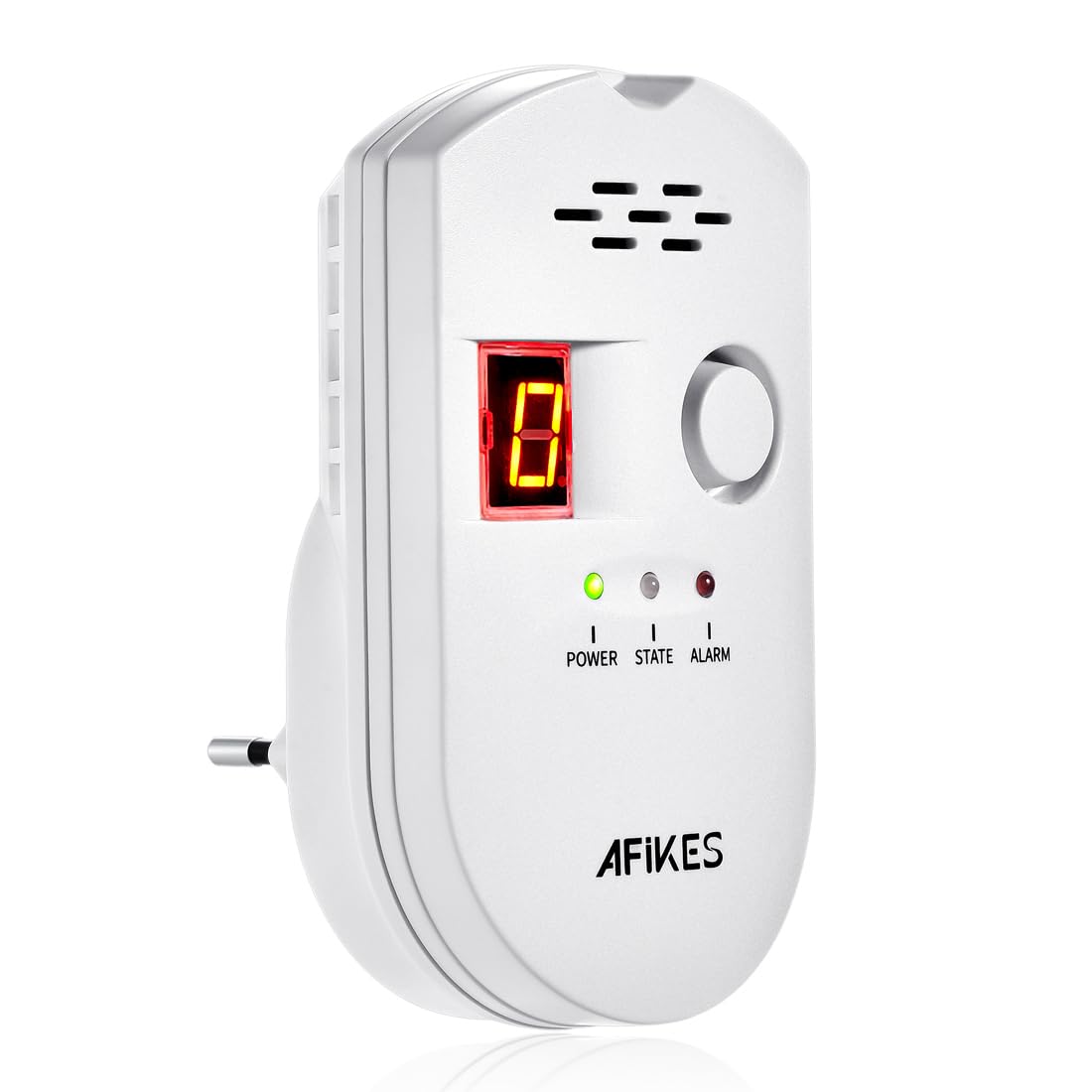 AFiKES - Rilevatori di gas, Allarme GPL/gas naturale/gas di città, con allarme acustico e display digitale a LED, monitor di metano e propano butano (Bianco)