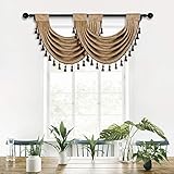 ELKCA Thick Chenille Waterfall Swag Valances for Living Room Valance Curtains for Kitchen,Pack of 2...