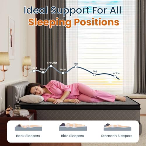 Image of 10 Inch Twin XL Medium Firm Hybrid Mattress, Cooling Gel Memory Foam & Pocket Coils, Motion Isolation, Reinforced Edge Support, Fiberglass-Free, CertiPUR-US Certified, Bed in a Box