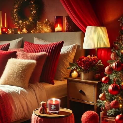 Image of CHILLFLAME Christmas Candles, Scented Candles Gift Set for Stress Relief, 3 Votive Candles for Women and Men, Christmas Candle Gifts for Women (Red + Green + White, 7 oz)