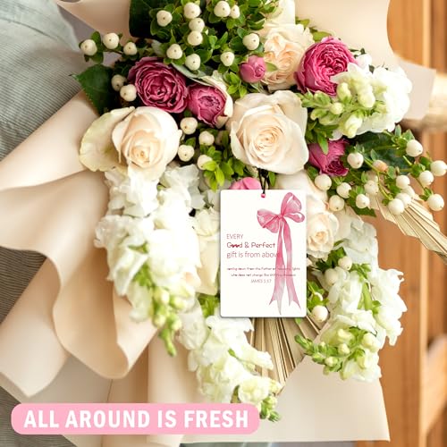 Image of Pink Christian Car Air Freshener 4Pcs, Girly Bow Air Freshener for Car Interior Closet Drawer Books, Cute Preppy Christian CarMirror Decor Hanging, Pink Girly Bow CarAccessories for Women
